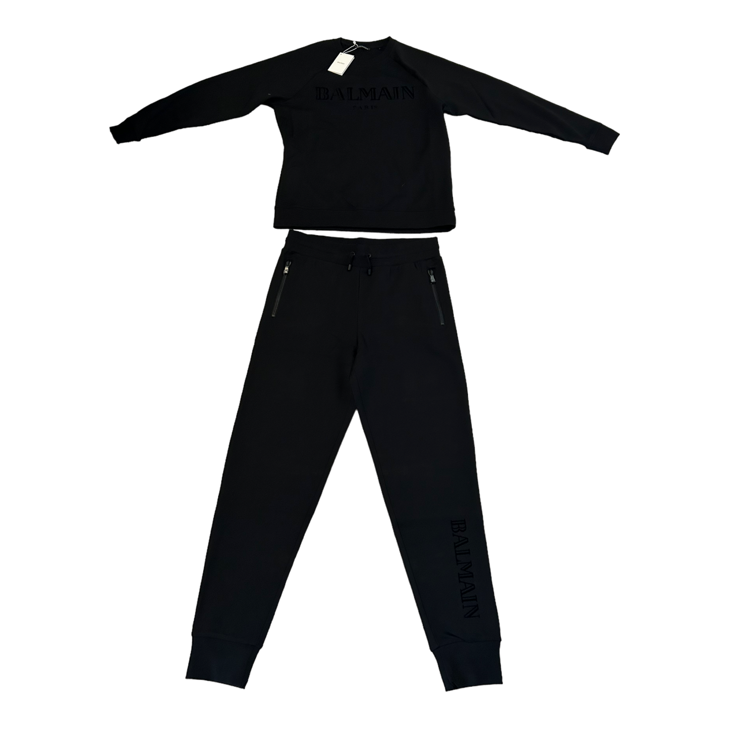 Men's Balmain Black Tracksuit - Large