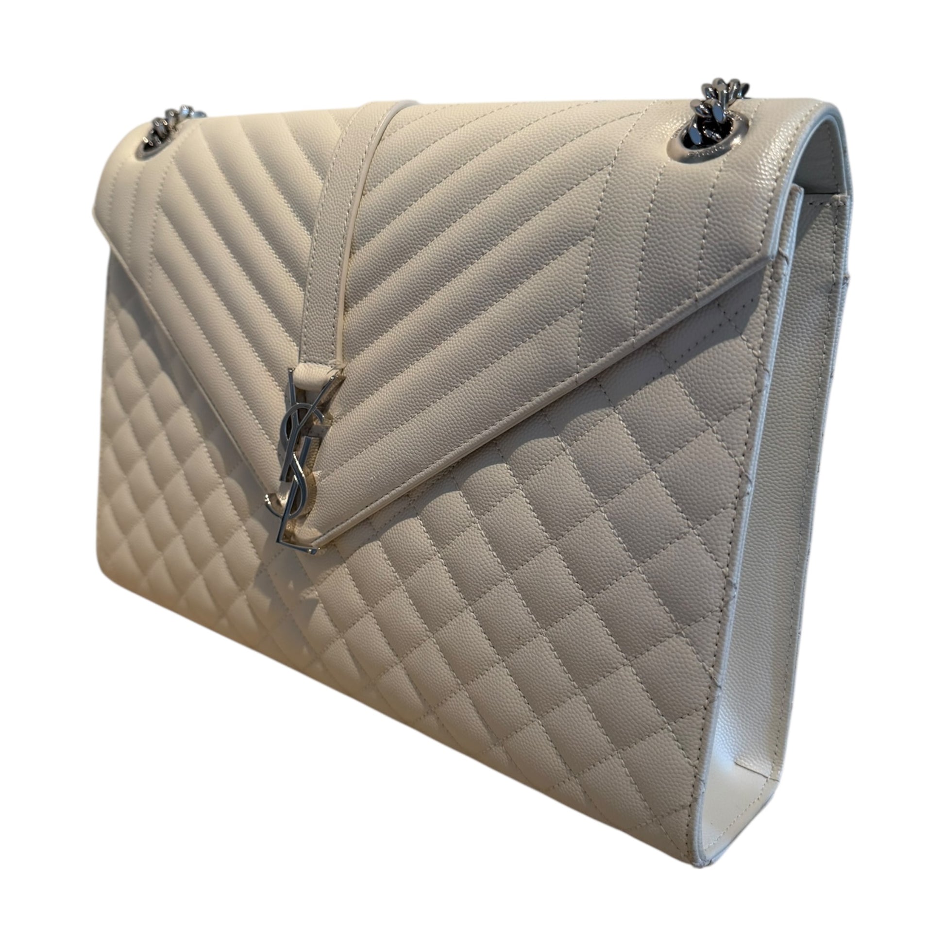 Saint Laurent White Large Envelope Flap Bag - 396910