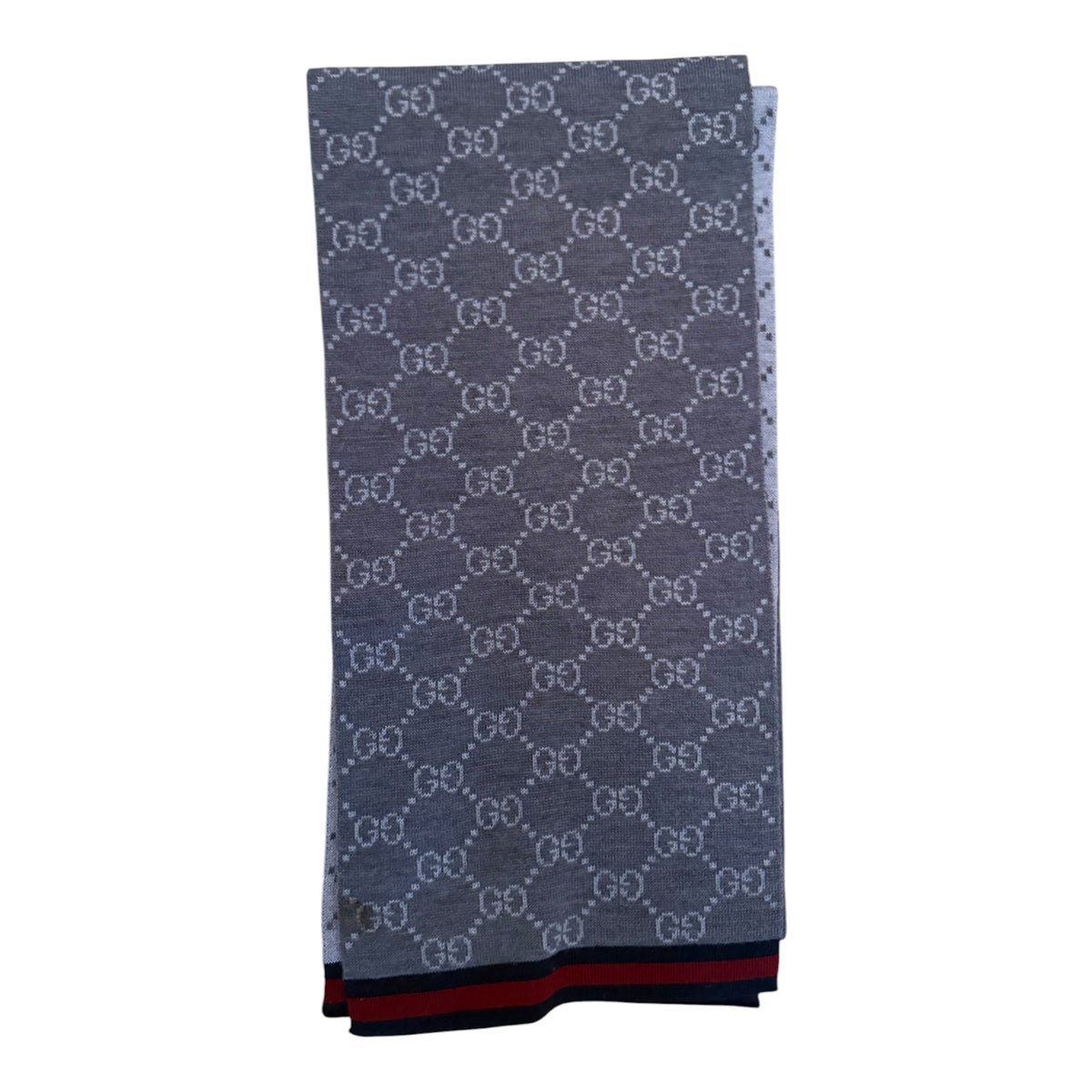 Gucci Monogram Wool Scarf - Dark Grey