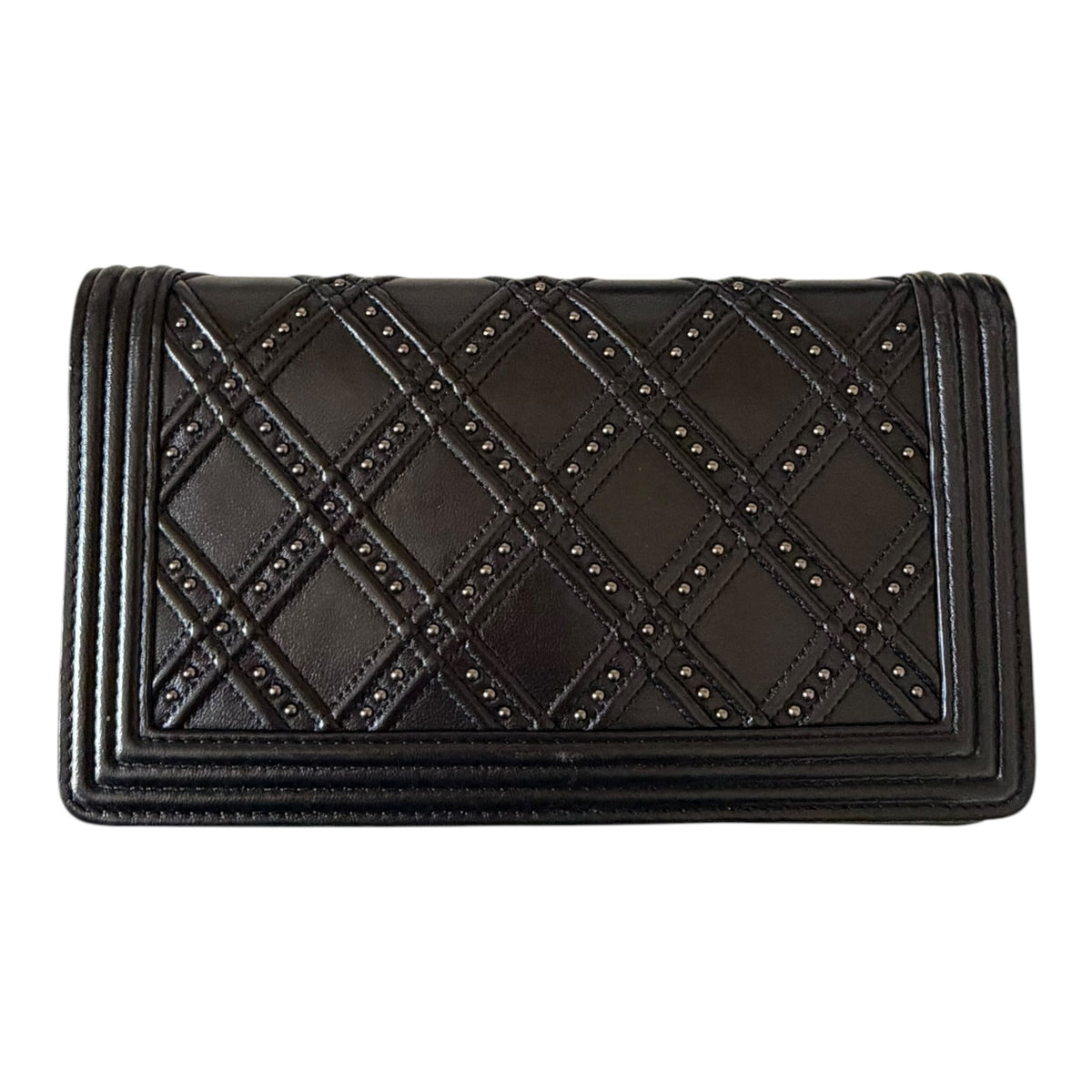Chanel Black Paris Dallas Studded Clutch / Long Wallet