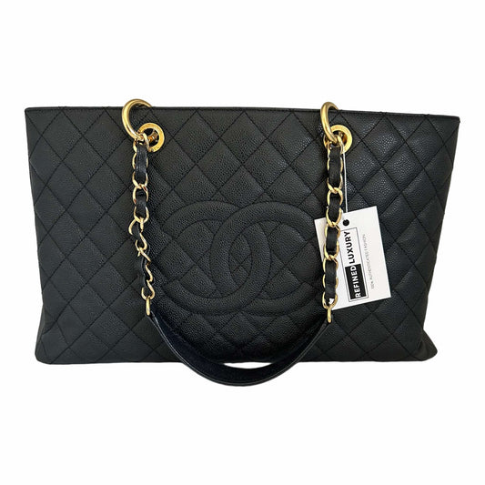 Chanel Black Quilted Caviar Timeless Grand Shopping Tote