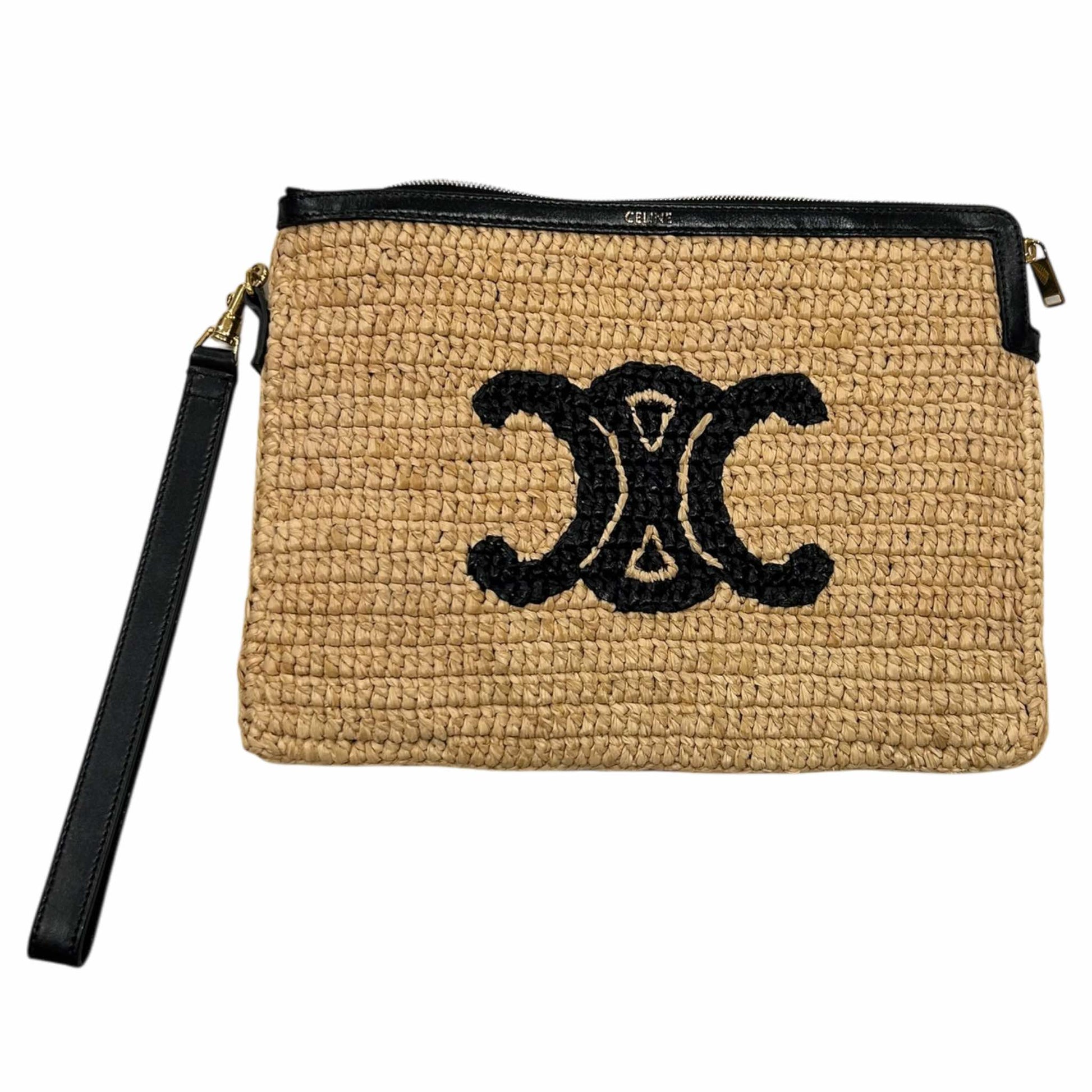 Celine Triomphe Raffia Pouch / Clutch