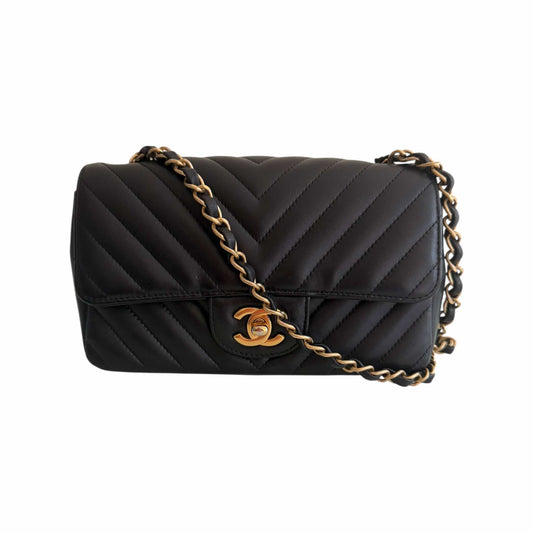 Chanel Chevron Single Flap Mini Leather Shoulder Bag