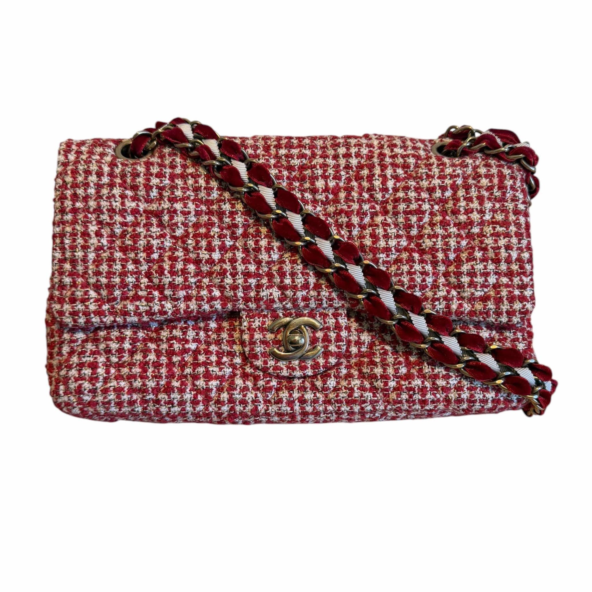 Chanel Timeless Classic Red Tweed Bag