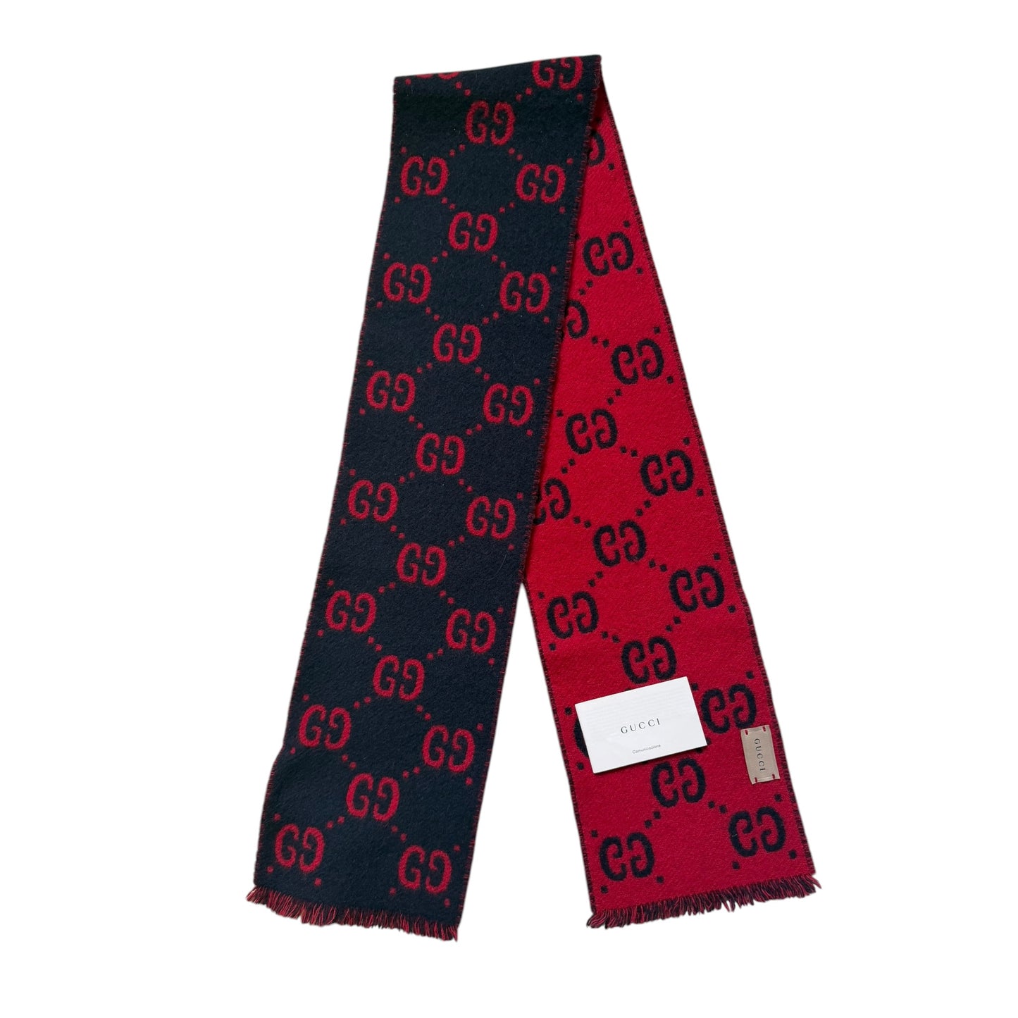 Gucci Red & Blue Monogram Scarf