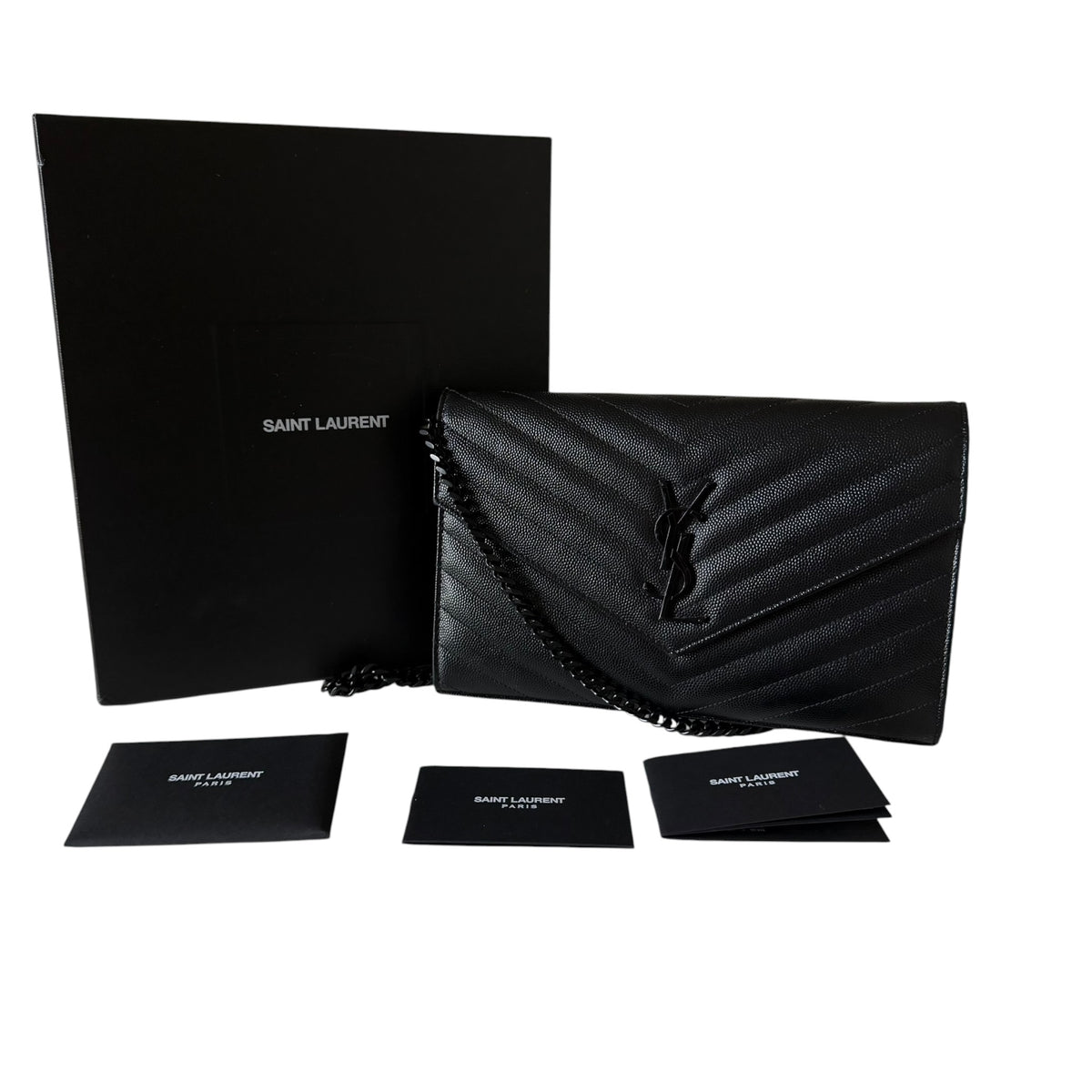 Saint Laurent Black Classic Cassandre Chain Flap - 377828