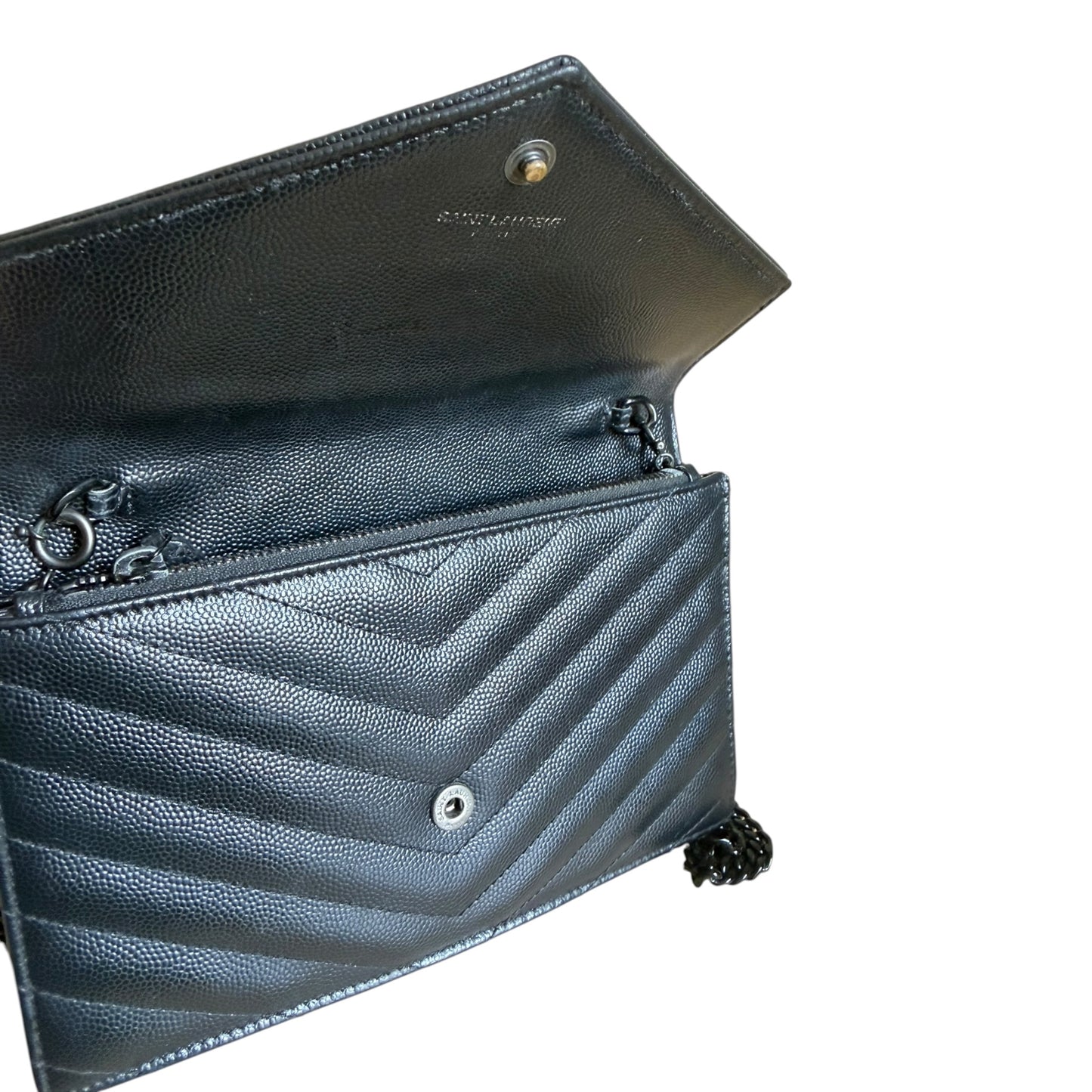 Saint Laurent Black Cassandre Envelope Chain Flap - 857605