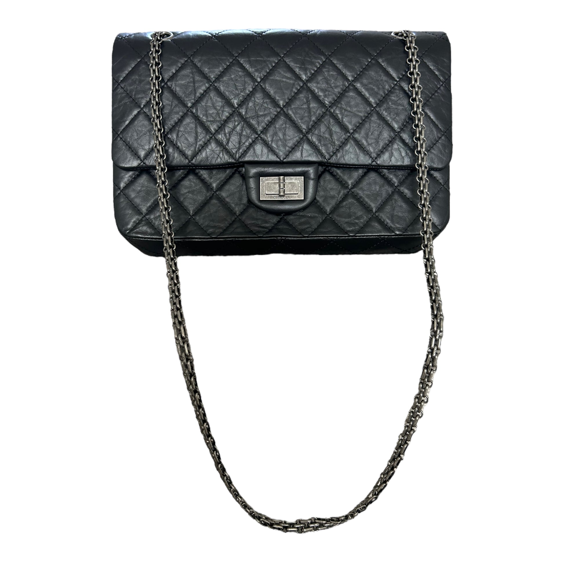 Chanel 2.55 Reissue 227 Black Maxi Flap Shoulder Bag