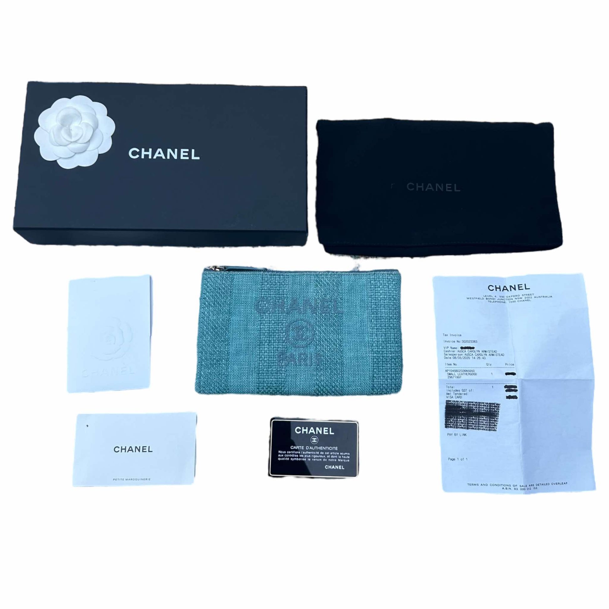 Chanel Blue Raffia Clutch