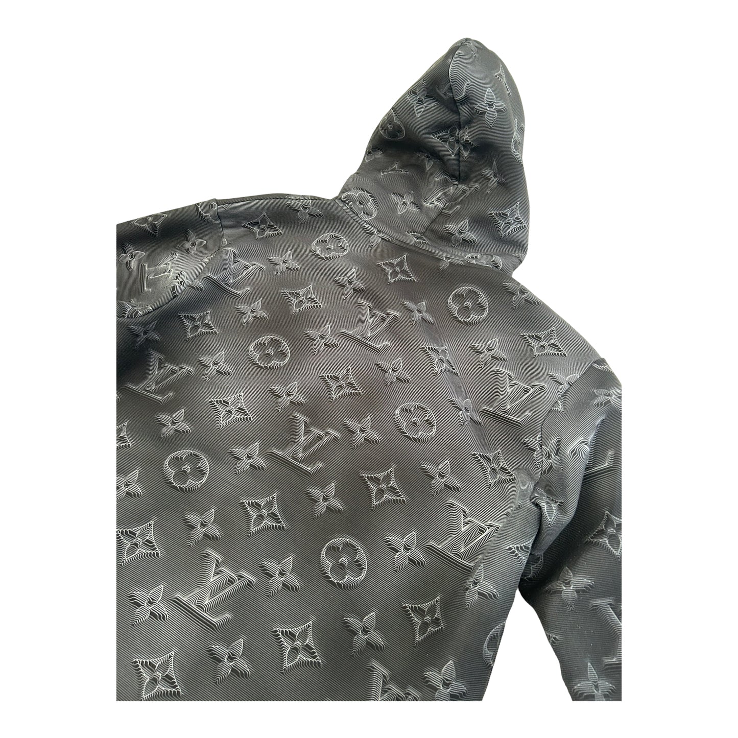 Louis Vuitton Grey 3D Monogram Cotton Knit Hoodie