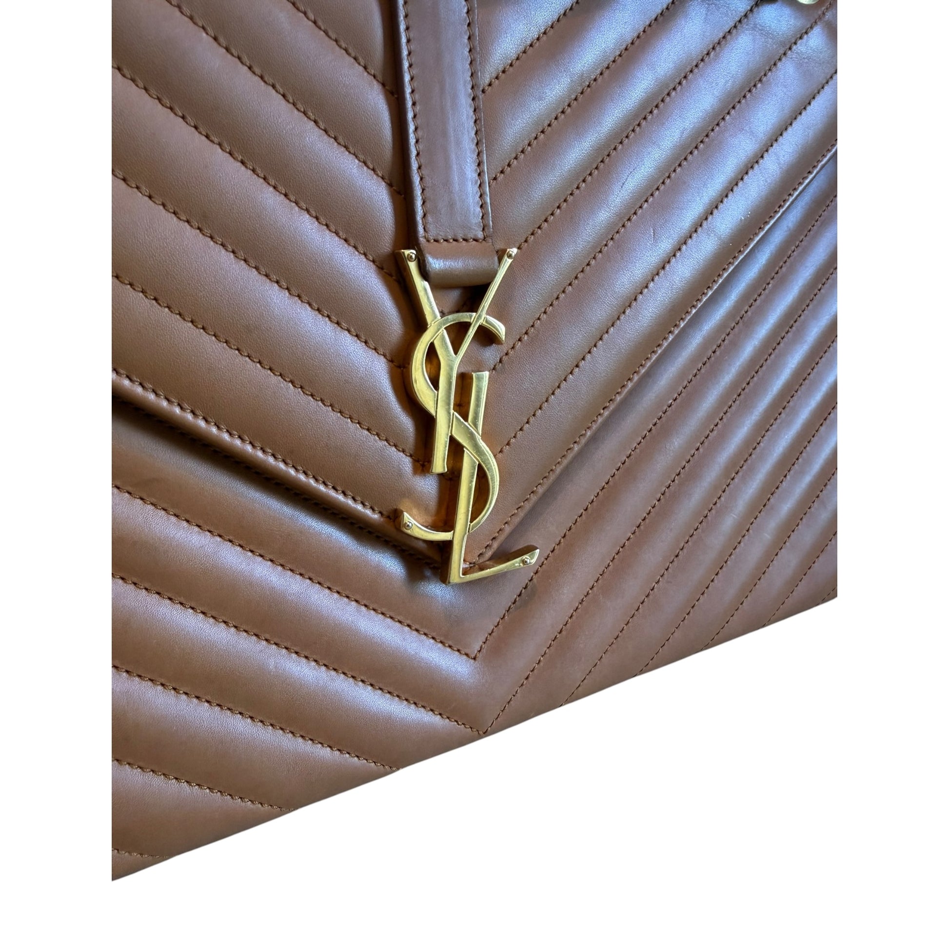 Saint Laurent Tan Large Envelope Flap Bag - 354118