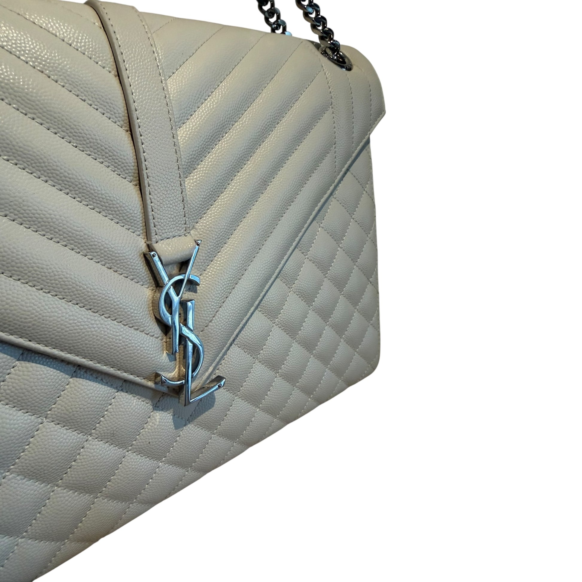 Saint Laurent White Large Envelope Flap Bag - 396910