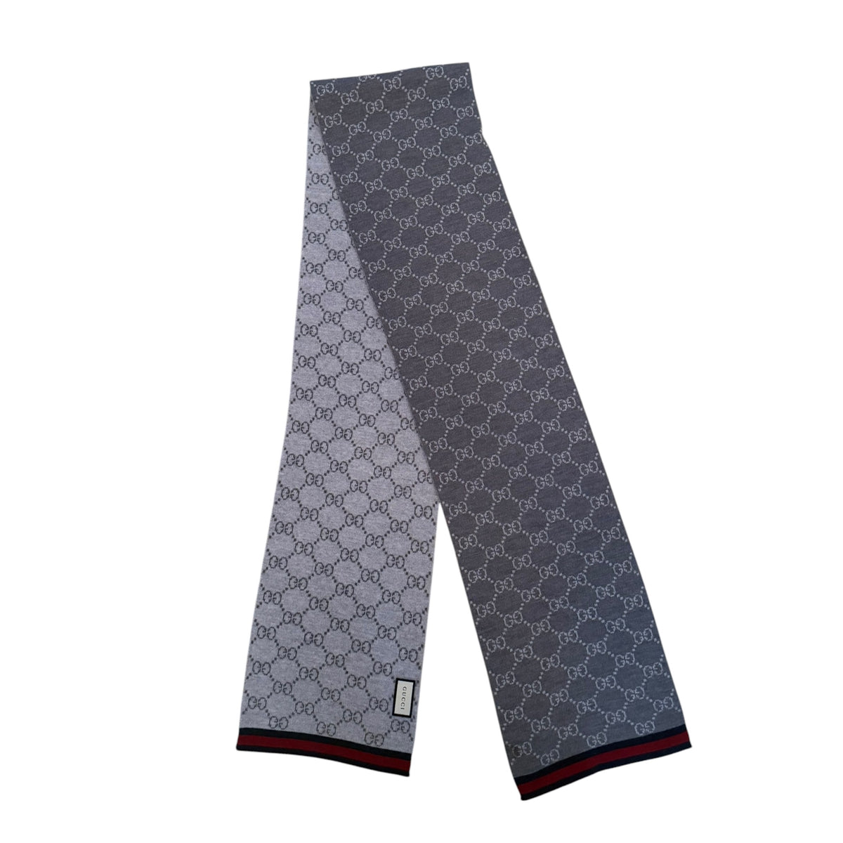 Gucci Monogram Wool Scarf - Dark Grey