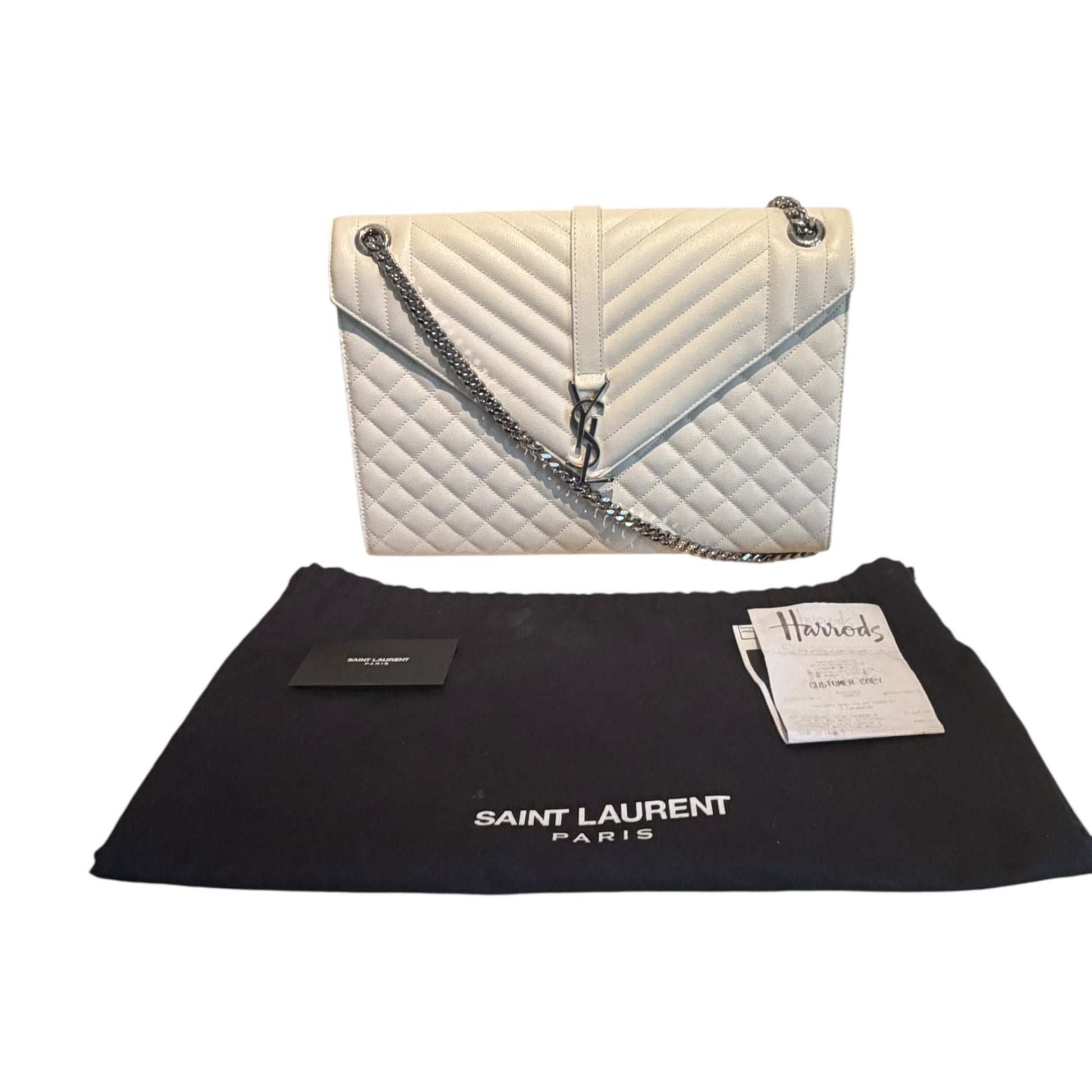 Saint Laurent White Large Envelope Flap Bag - 396910
