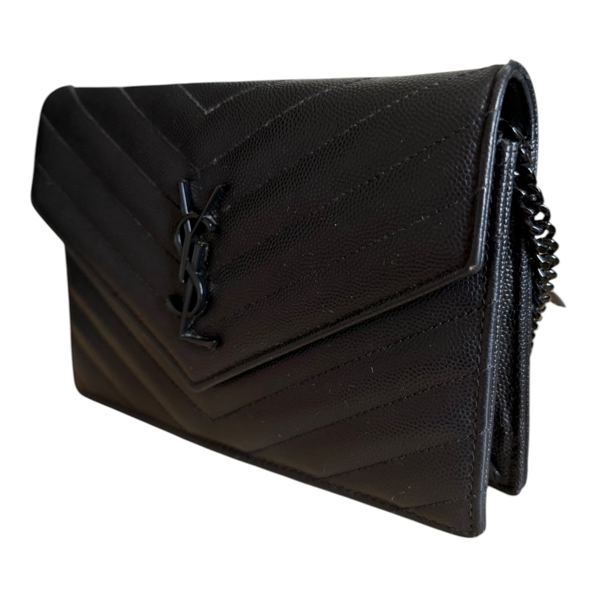 Saint Laurent Black Cassandre Envelope Chain Flap - 857605
