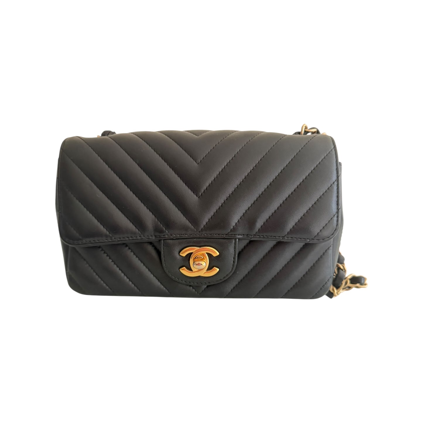 Chanel Chevron Single Flap Mini Leather Shoulder Bag