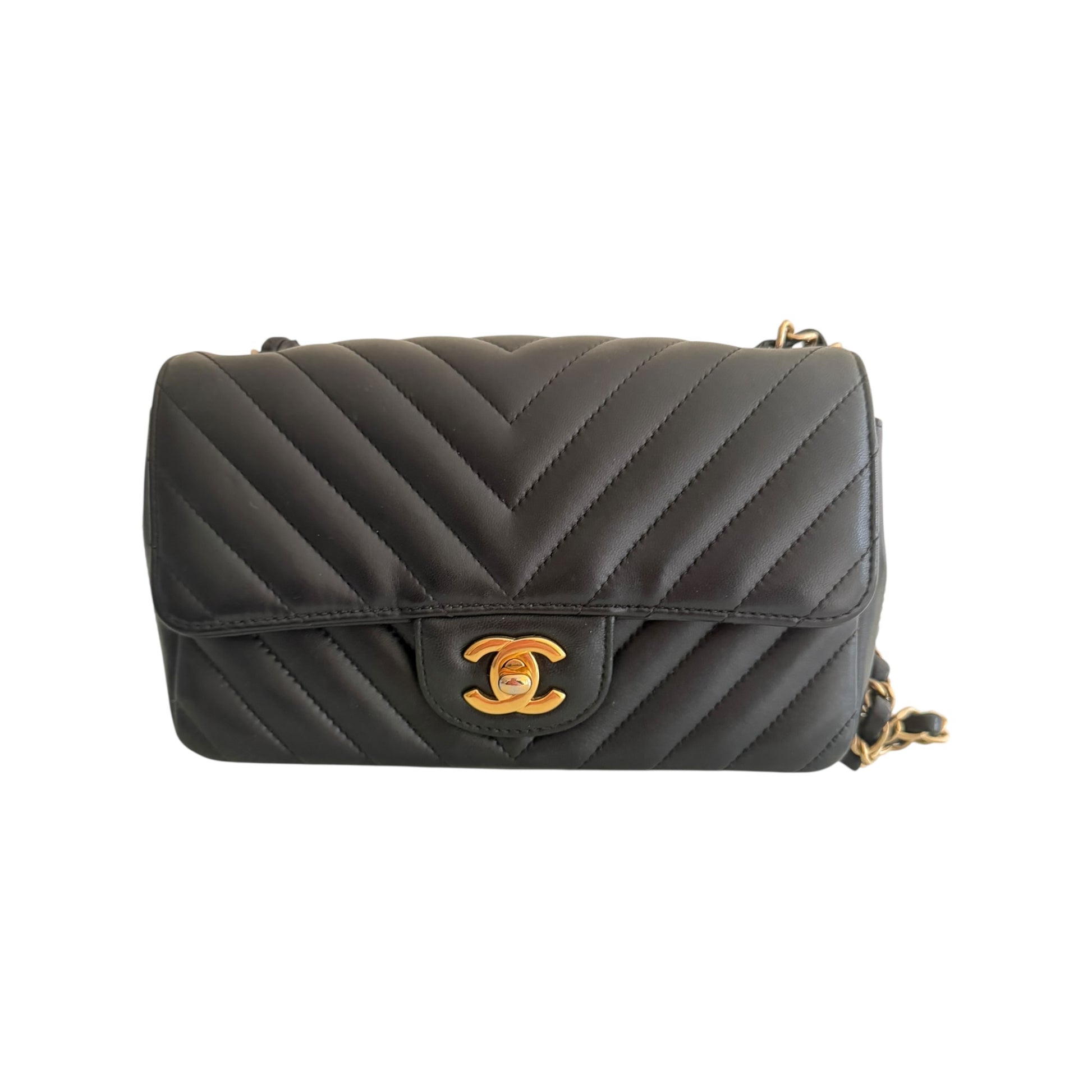 Chanel Chevron Single Flap Mini Leather Shoulder Bag