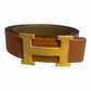 Hermès Gold H Striee Reversible 32mm Belt (90/36)