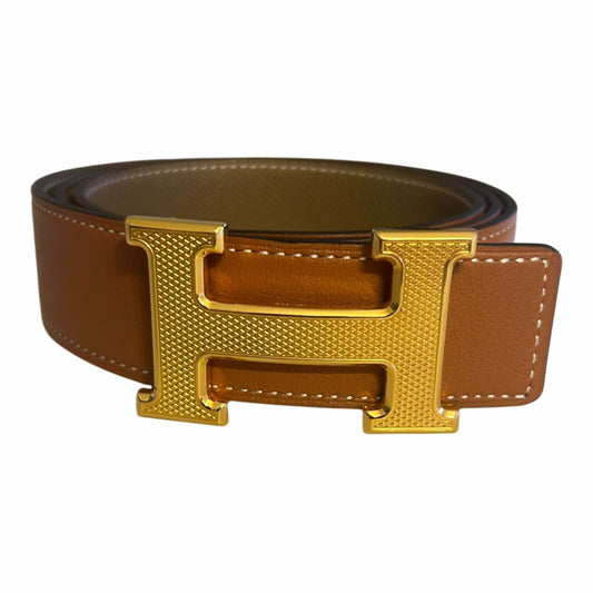 Hermès Gold H Striee Reversible 32mm Belt (90/36)