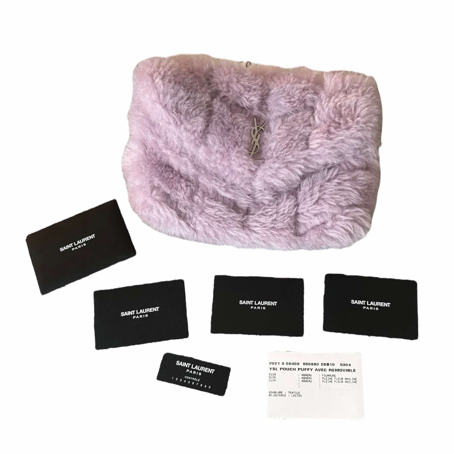 Saint Laurent Shearling Puffer Pouch W/ Card Holder - 650880