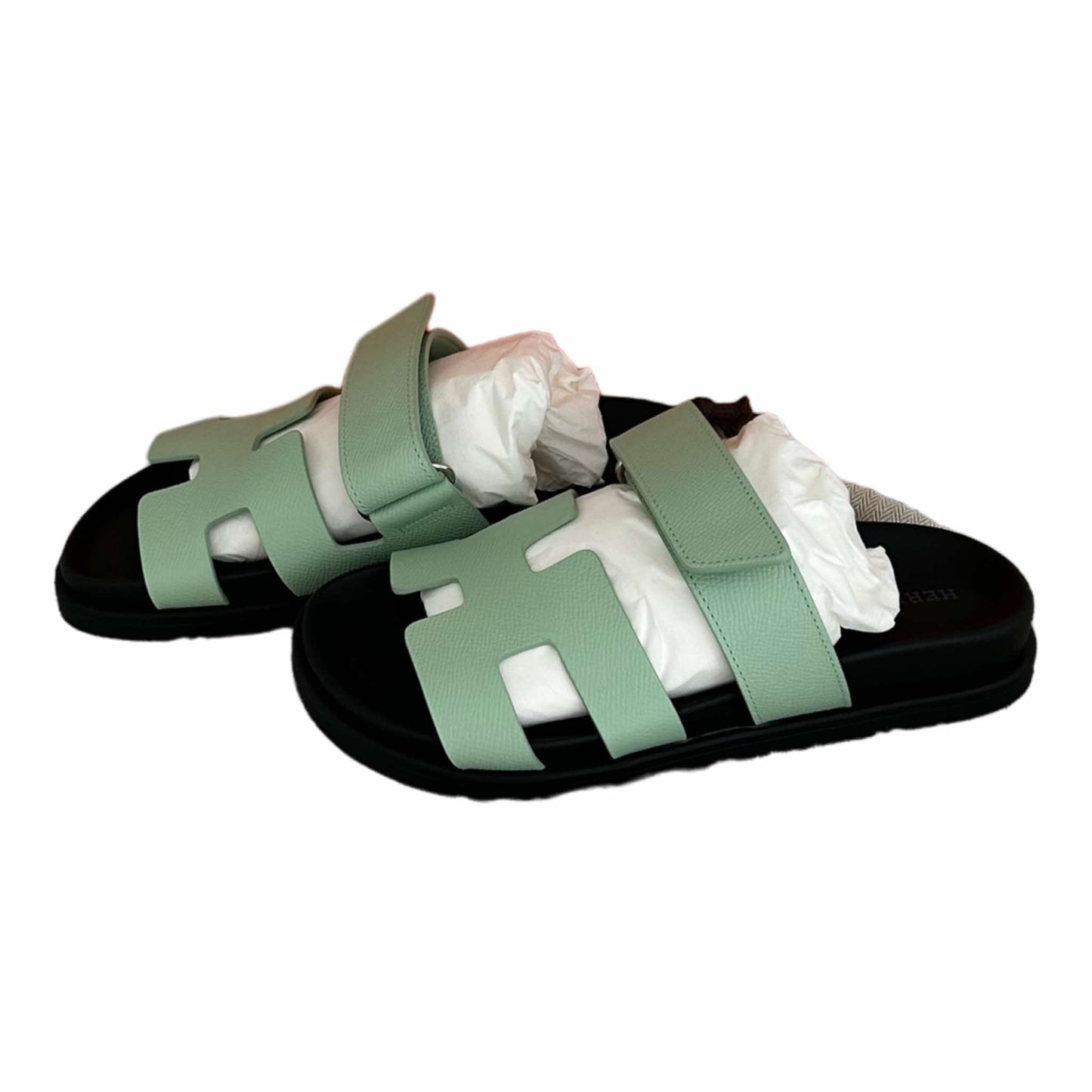 Hermès Chypre Sandals Vert Jade - Size EU 35.5