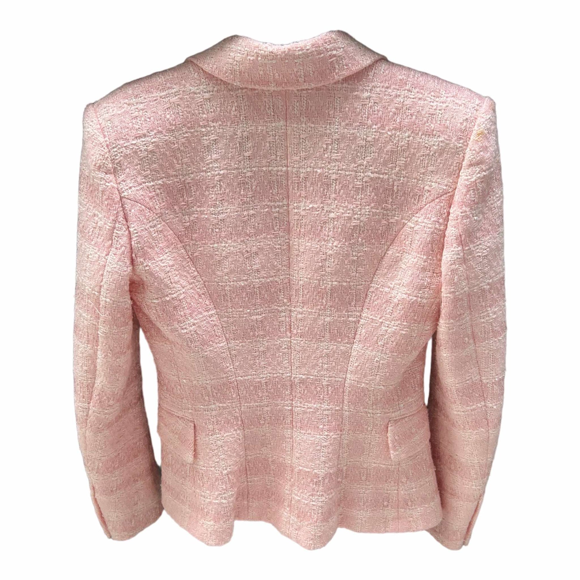 Balmain Single-Button Tweed Blazer Pink - 38