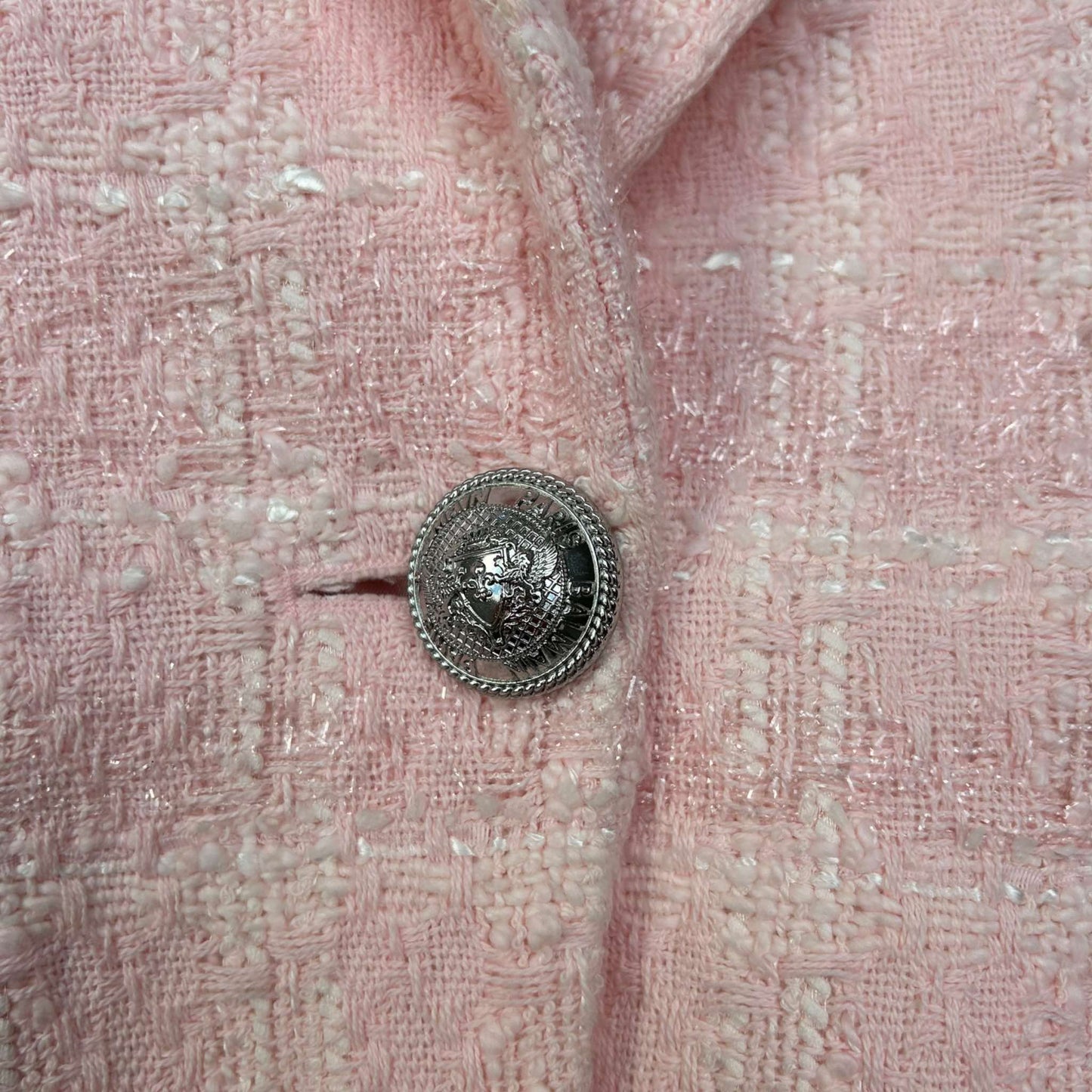 Balmain Single-Button Tweed Blazer Pink - 38