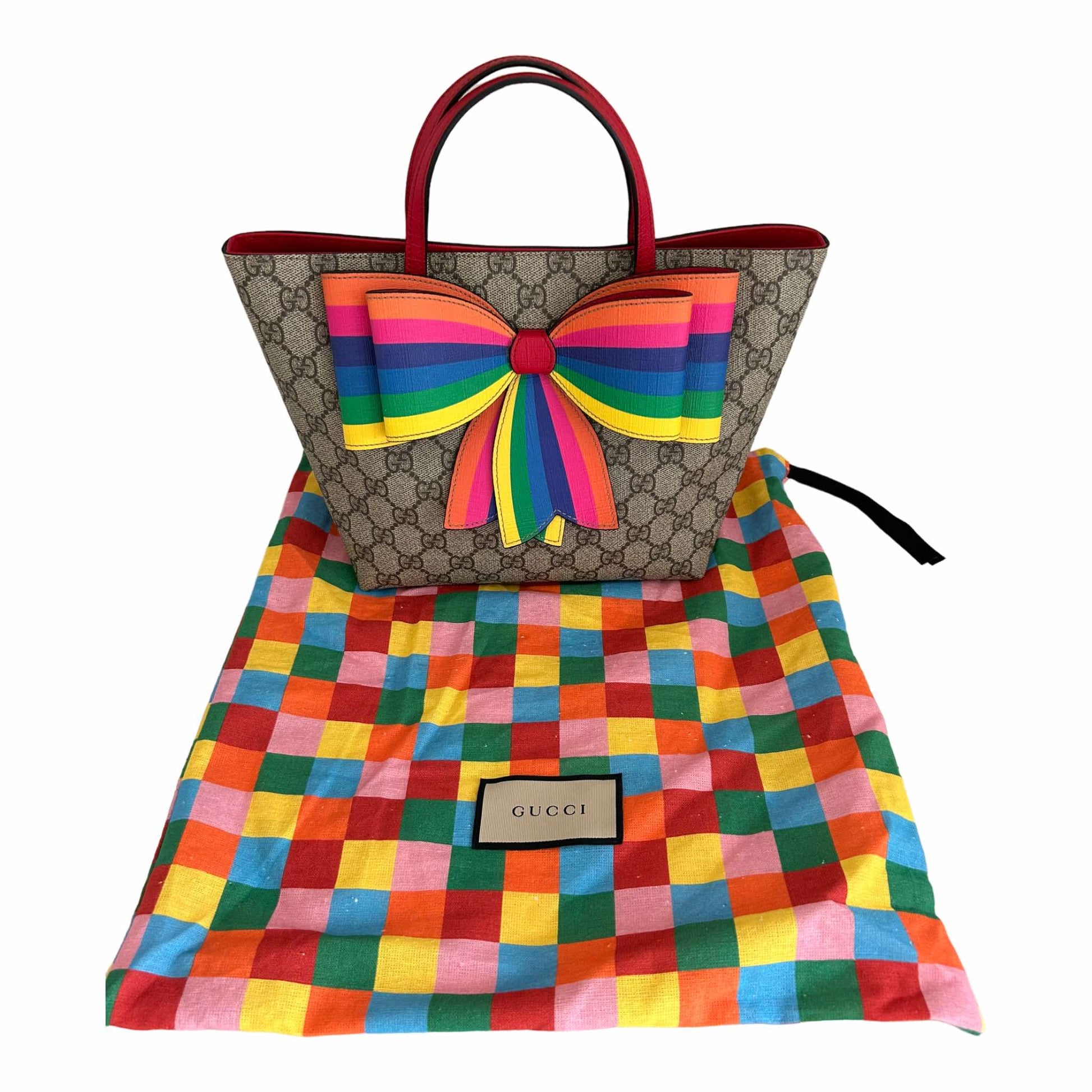 Gucci GG Supreme Rainbow Bow Tote