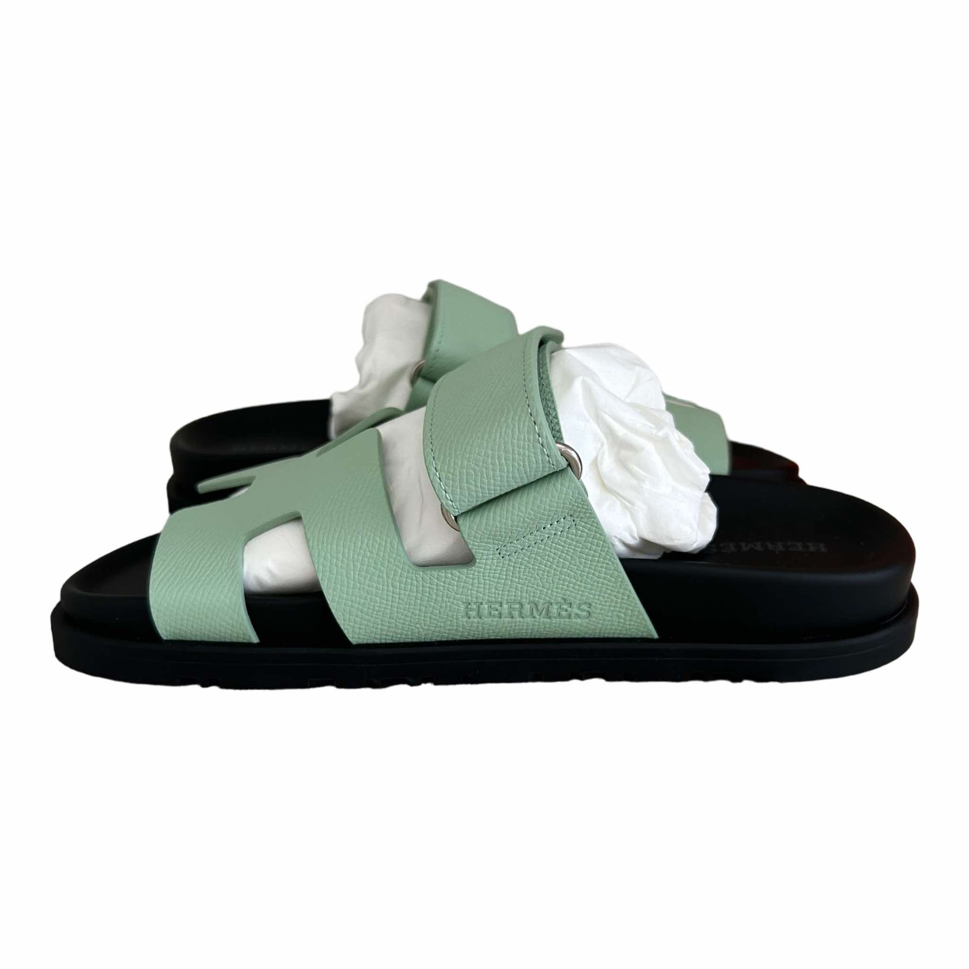 Hermès Chypre Sandals Vert Jade - Size EU 35.5