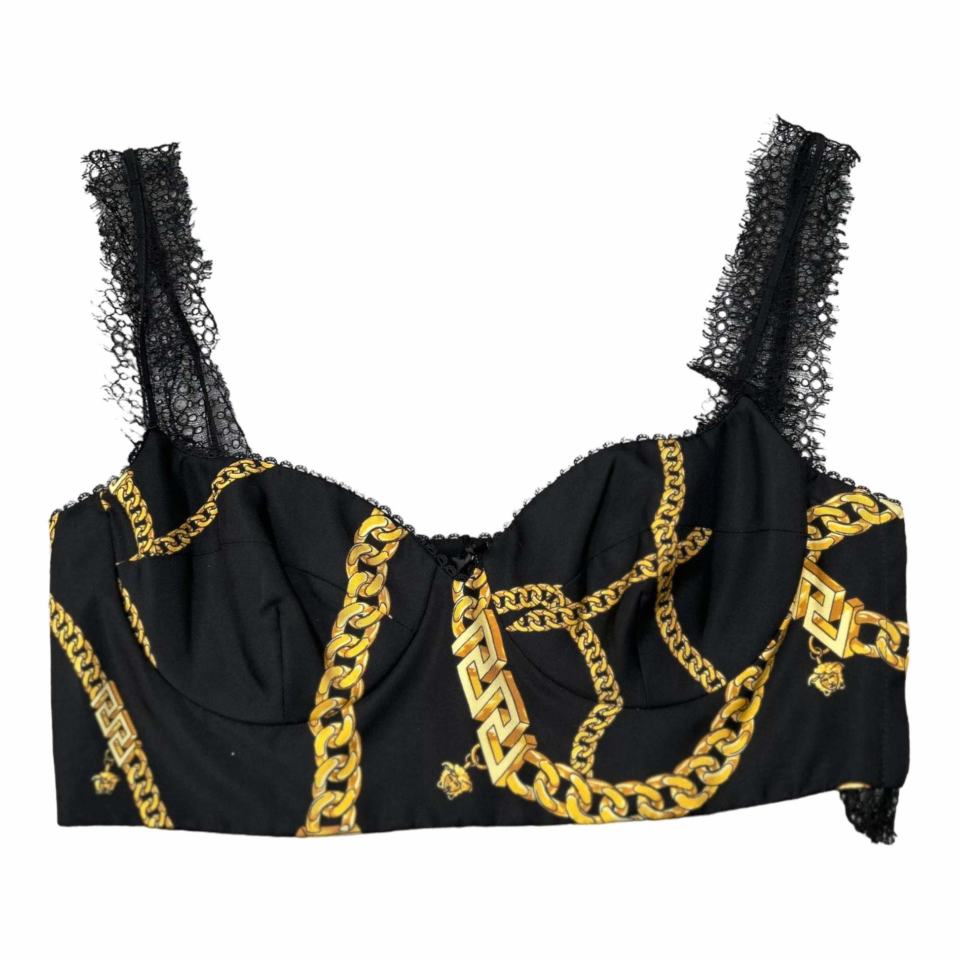 Versace Chain-Print Silk Bralette - M