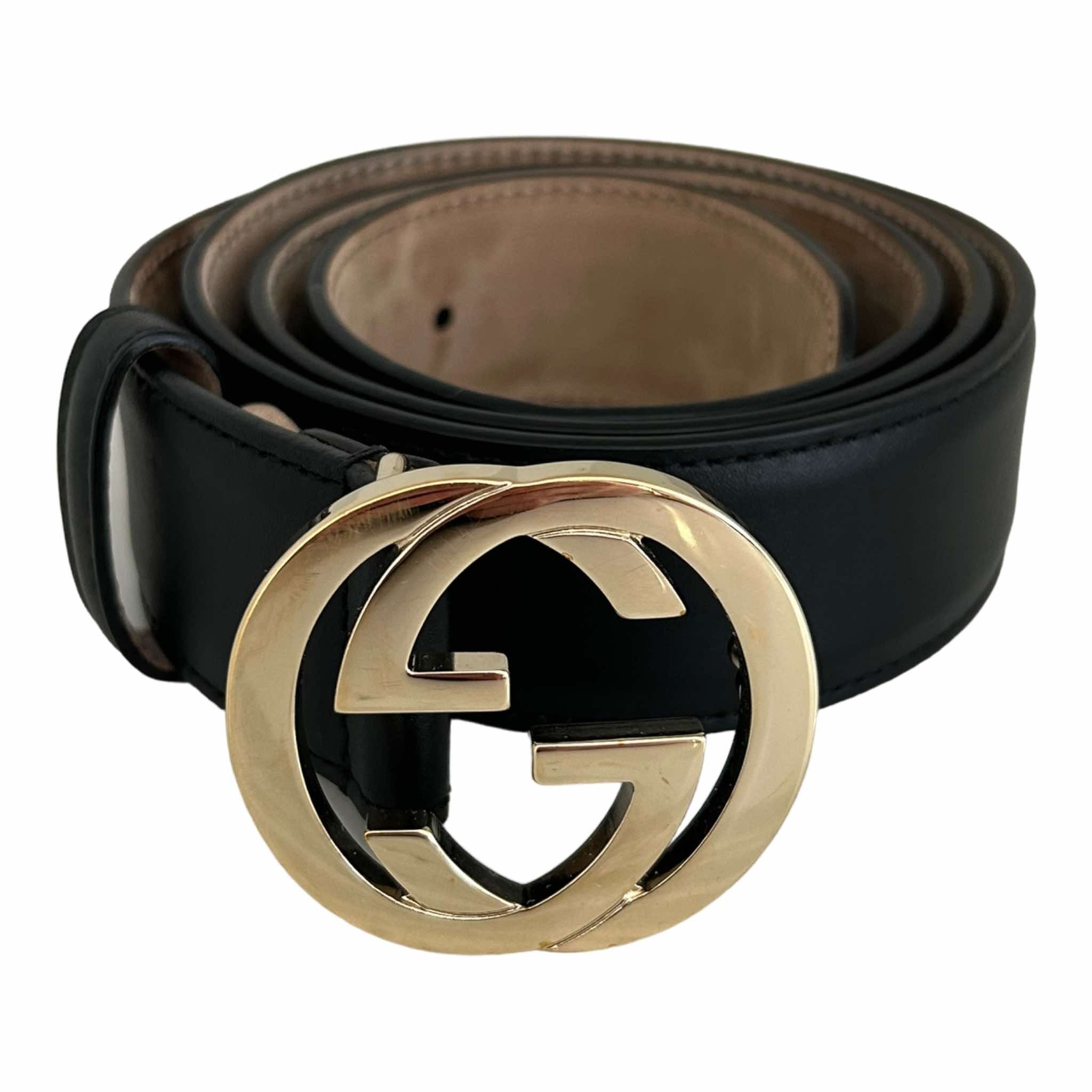 Pre Loved Black Gucci GG Belt 95cm 38in 214351 Refined Luxury