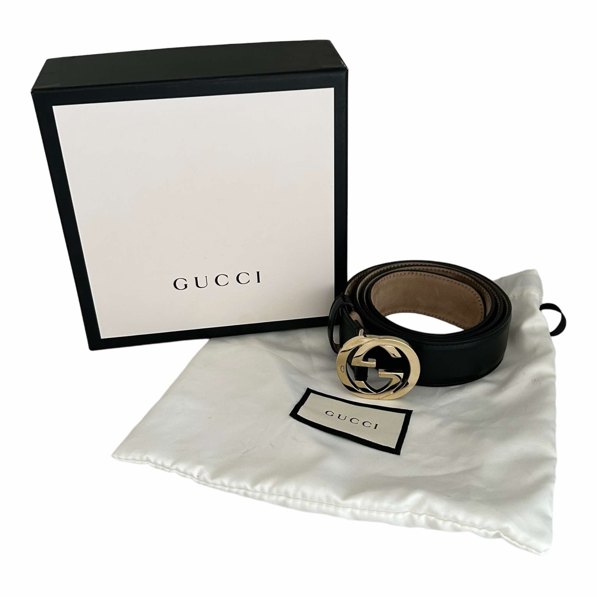 Pre Loved Black Gucci GG Belt 95cm 38in 214351 Refined Luxury