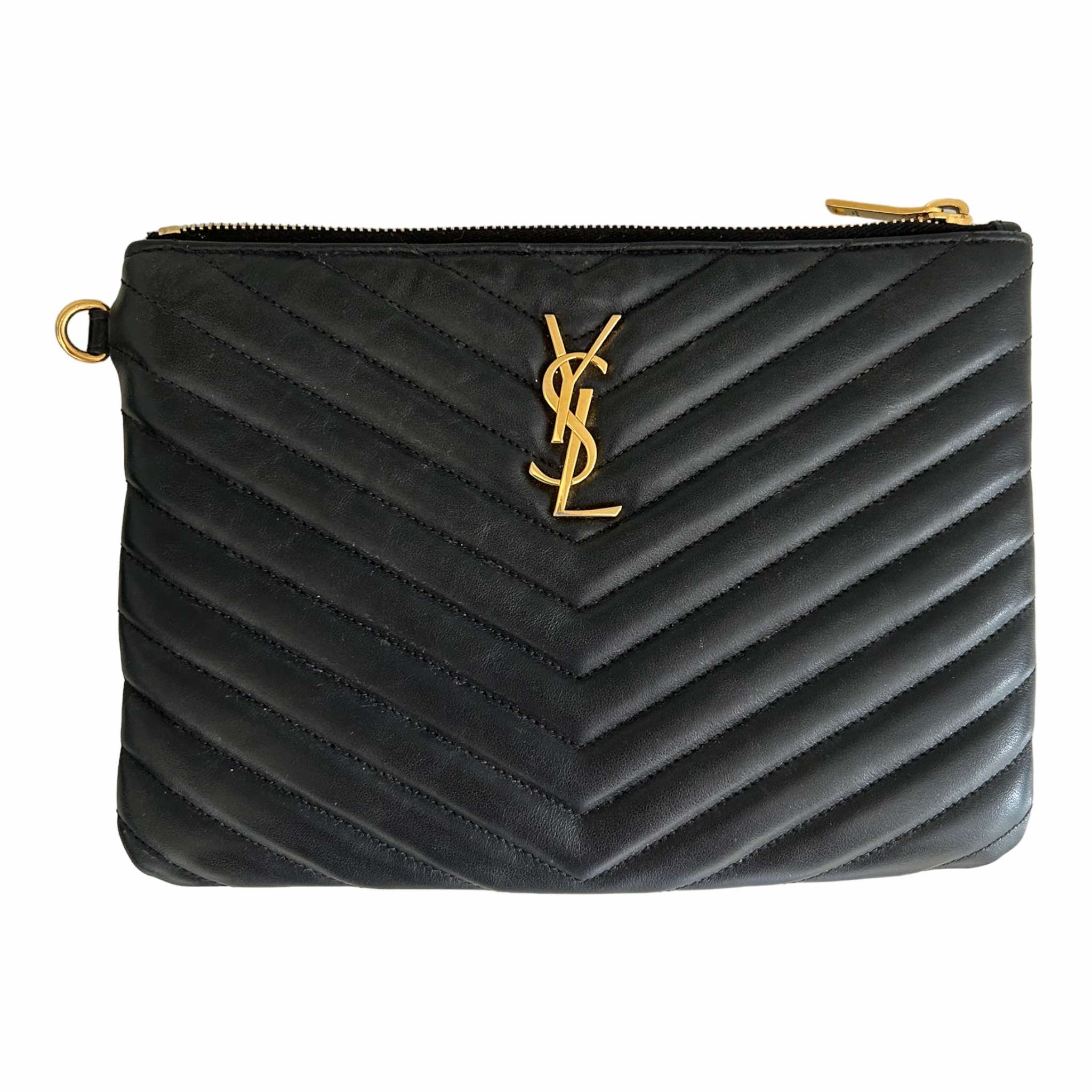 Pre Loved Saint Laurent Monogram Quilted Pouch 379039 Refined