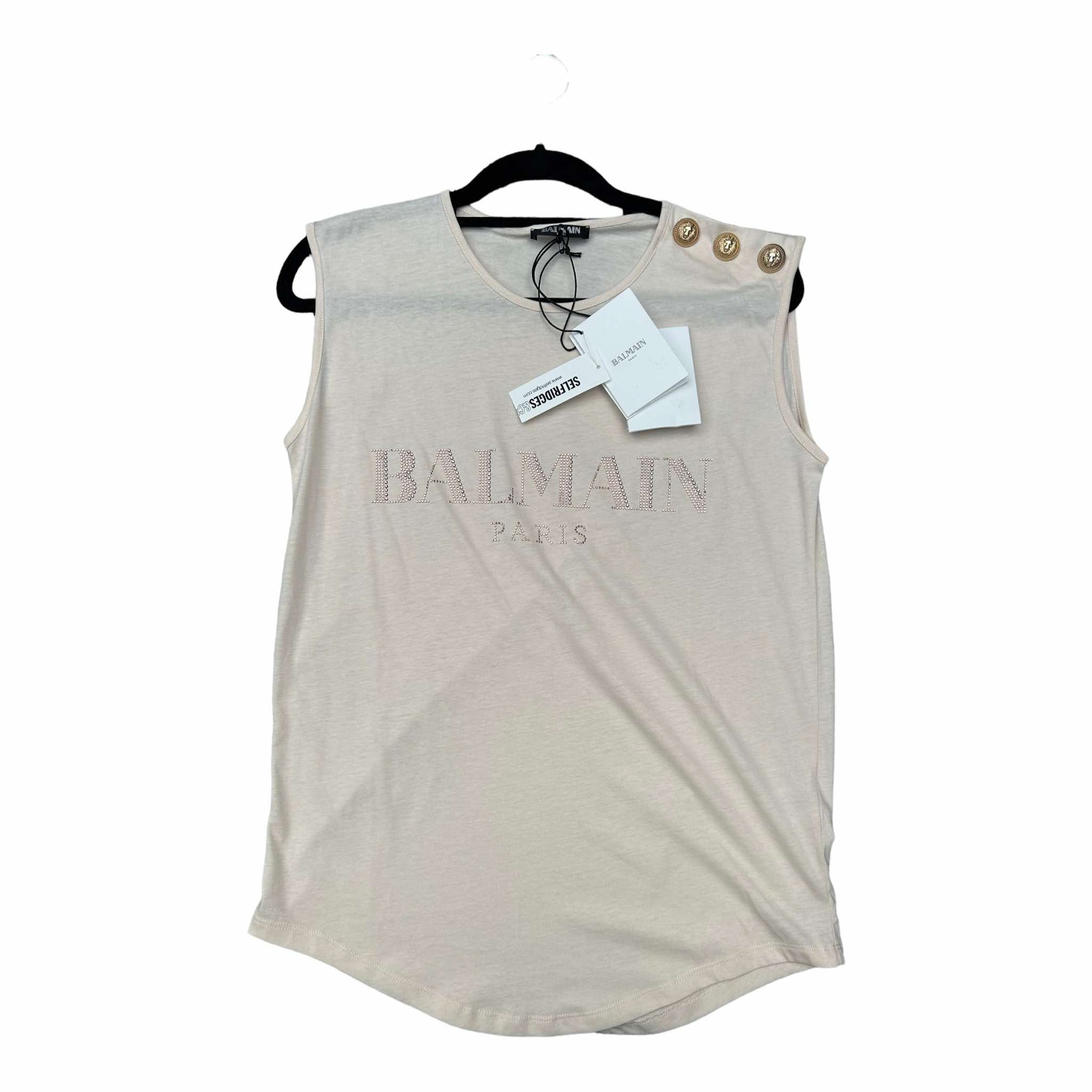 Balmain Swarovski Logo Tank Top - 10