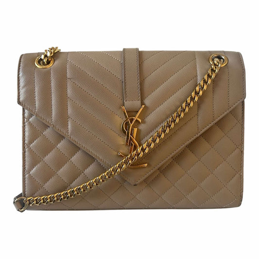 Saint Laurent Dark Beige Medium Envelope Flap - 600185