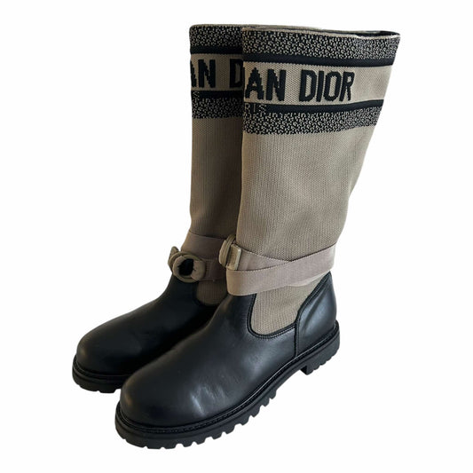 Dior D-Major Taupe & Black Technical Fabric Boots - 6.5 UK