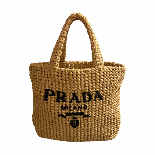 Prada Natural Small Crochet Tote Bag
