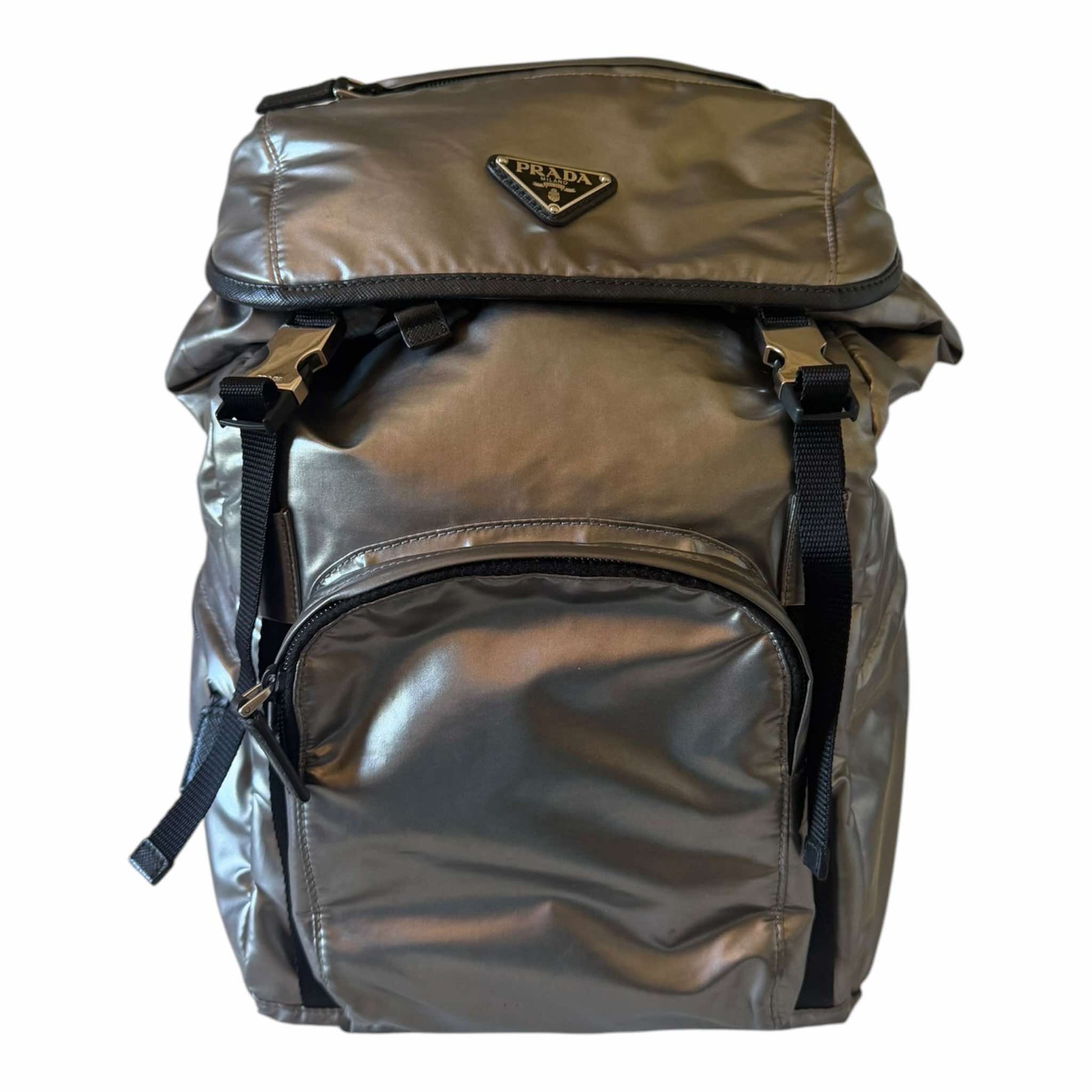 Prada Silver Tessuto Metal Backpack - 1BZ039