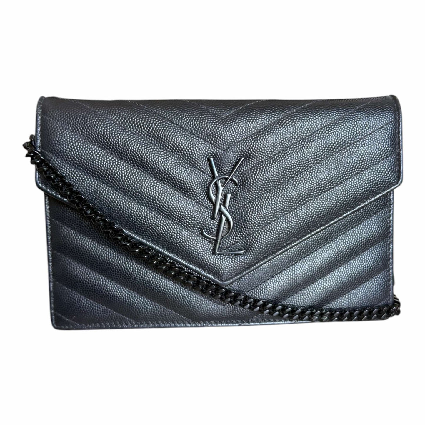 Saint Laurent Black Cassandre Envelope Chain Flap - 857605