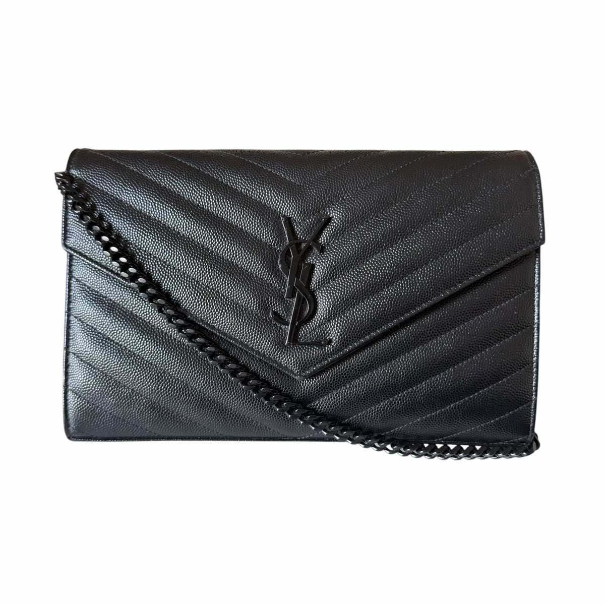 Saint Laurent Black Classic Cassandre Chain Flap - 377828