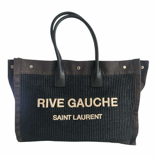 Saint Laurent Black Raffia Rive Gauche Tote - 509415