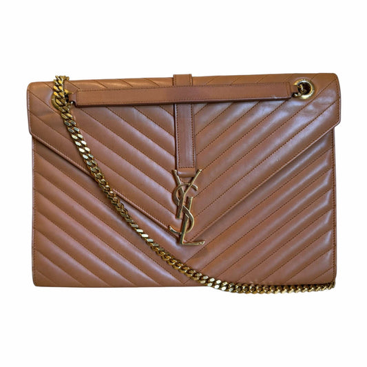 Saint Laurent Tan Large Envelope Flap Bag - 354118