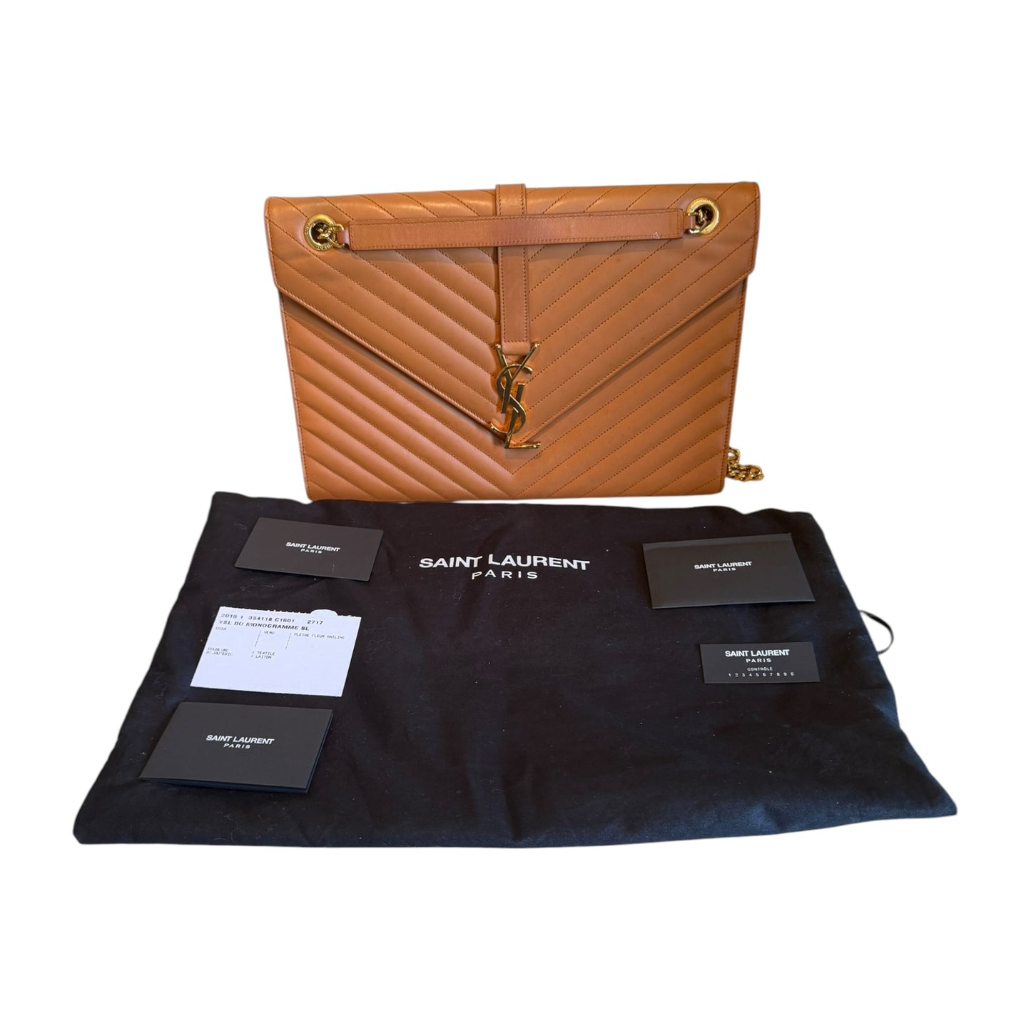 Saint Laurent Tan Large Envelope Flap Bag - 354118