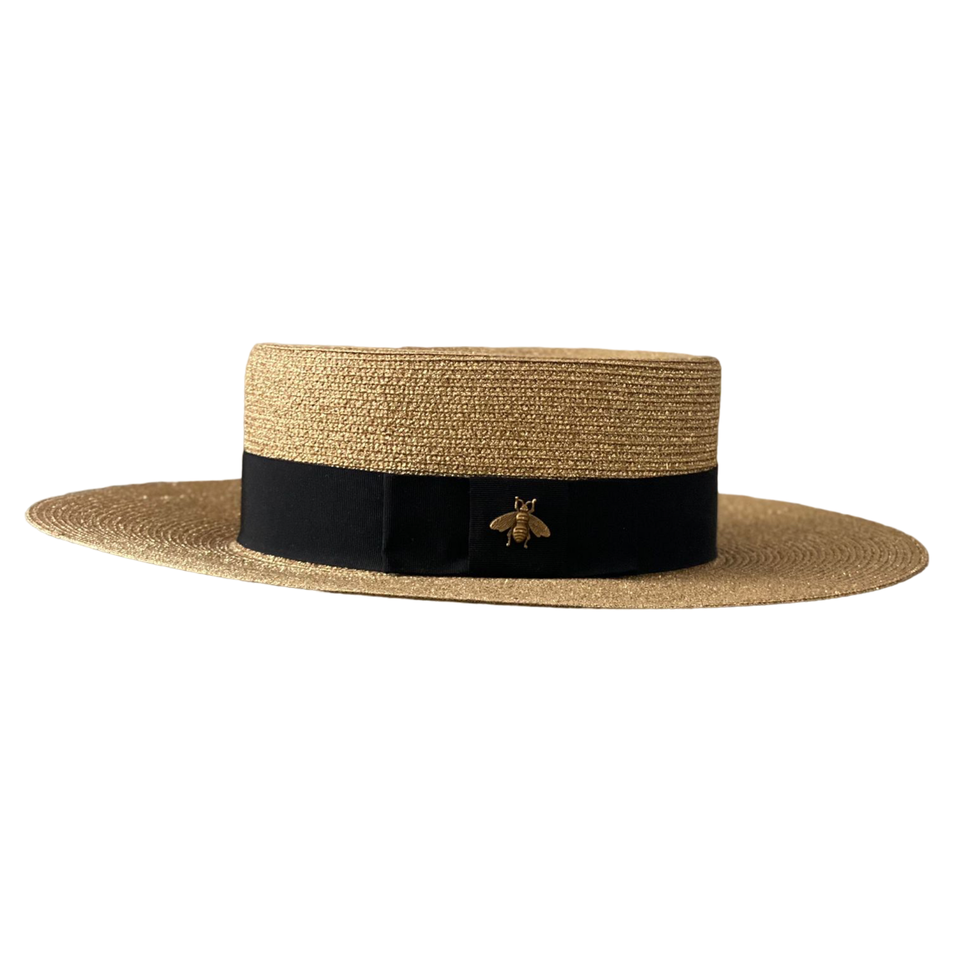Gucci Bee Embellished Boater Hat Refined Luxury